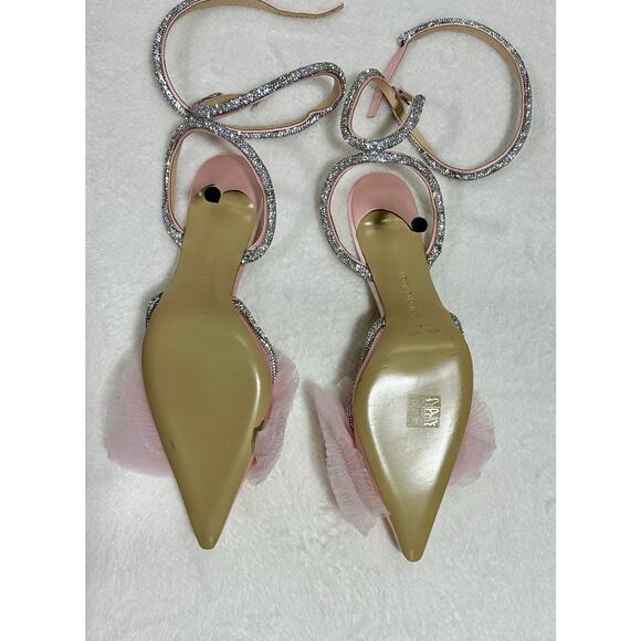 MACH & MACH Women Pink Bow Crystal Strap Heels - Picture 6 of 9